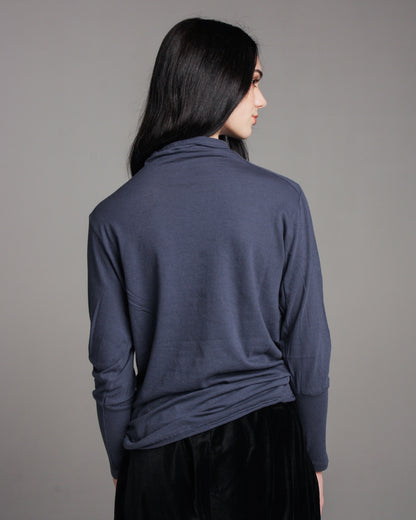 Blue Highneck Longsleeve Top