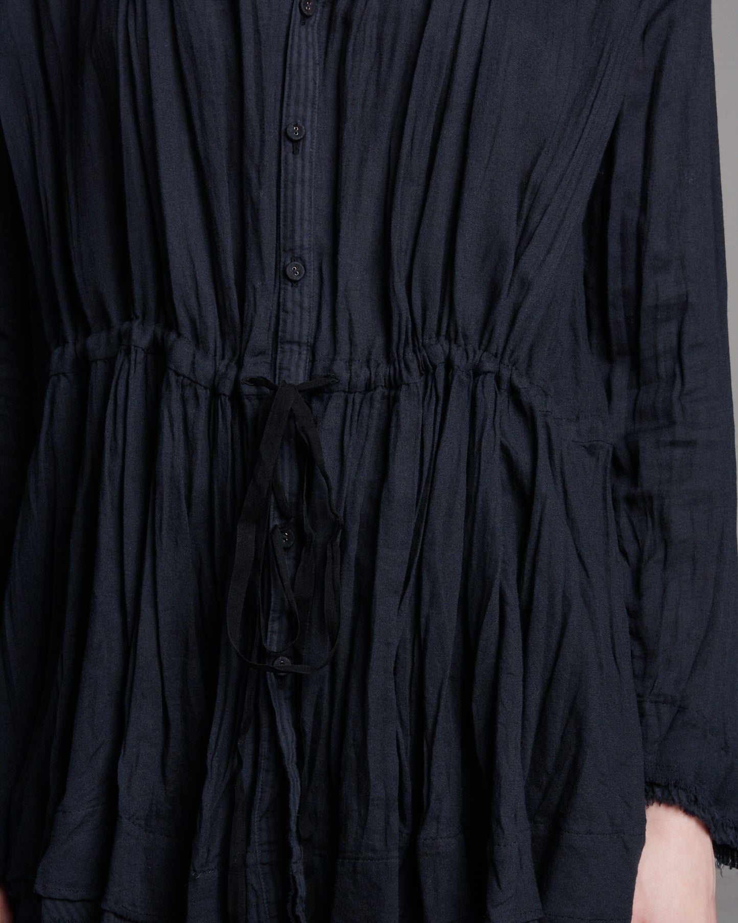 Navy Gathered Waist Blouse