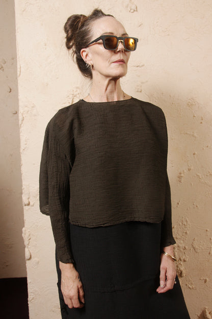 Khaki Crepe Blouse