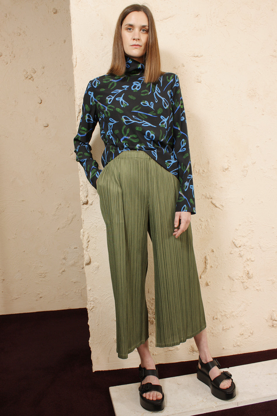 Wide Cropped Trouser Green