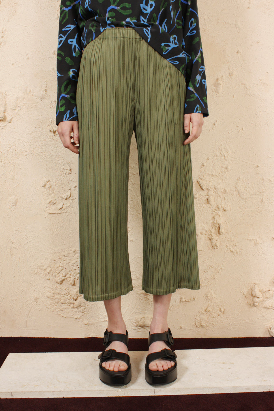 Wide Cropped Trouser Green