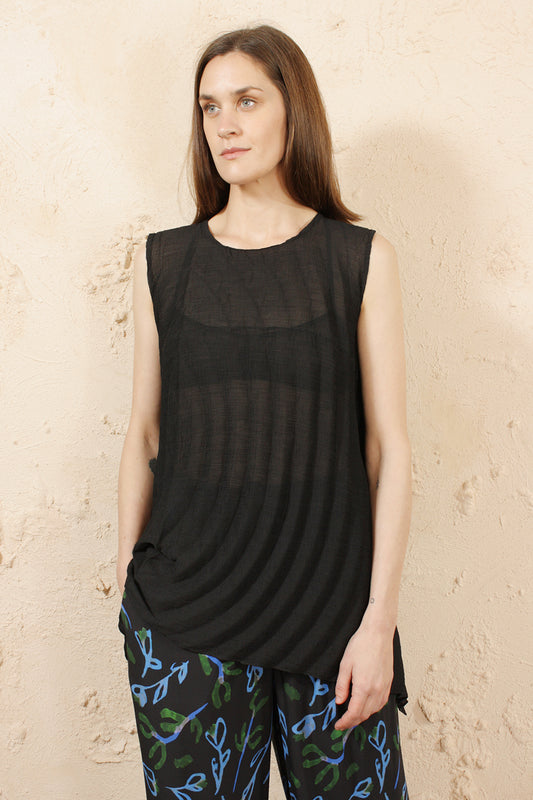 Crepe Swirl Blouse Black