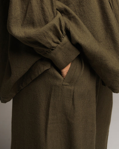 Olive Wool-Blend Pants