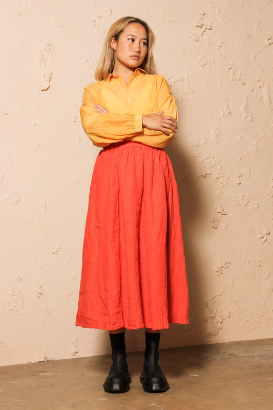 Red Linen Skirt