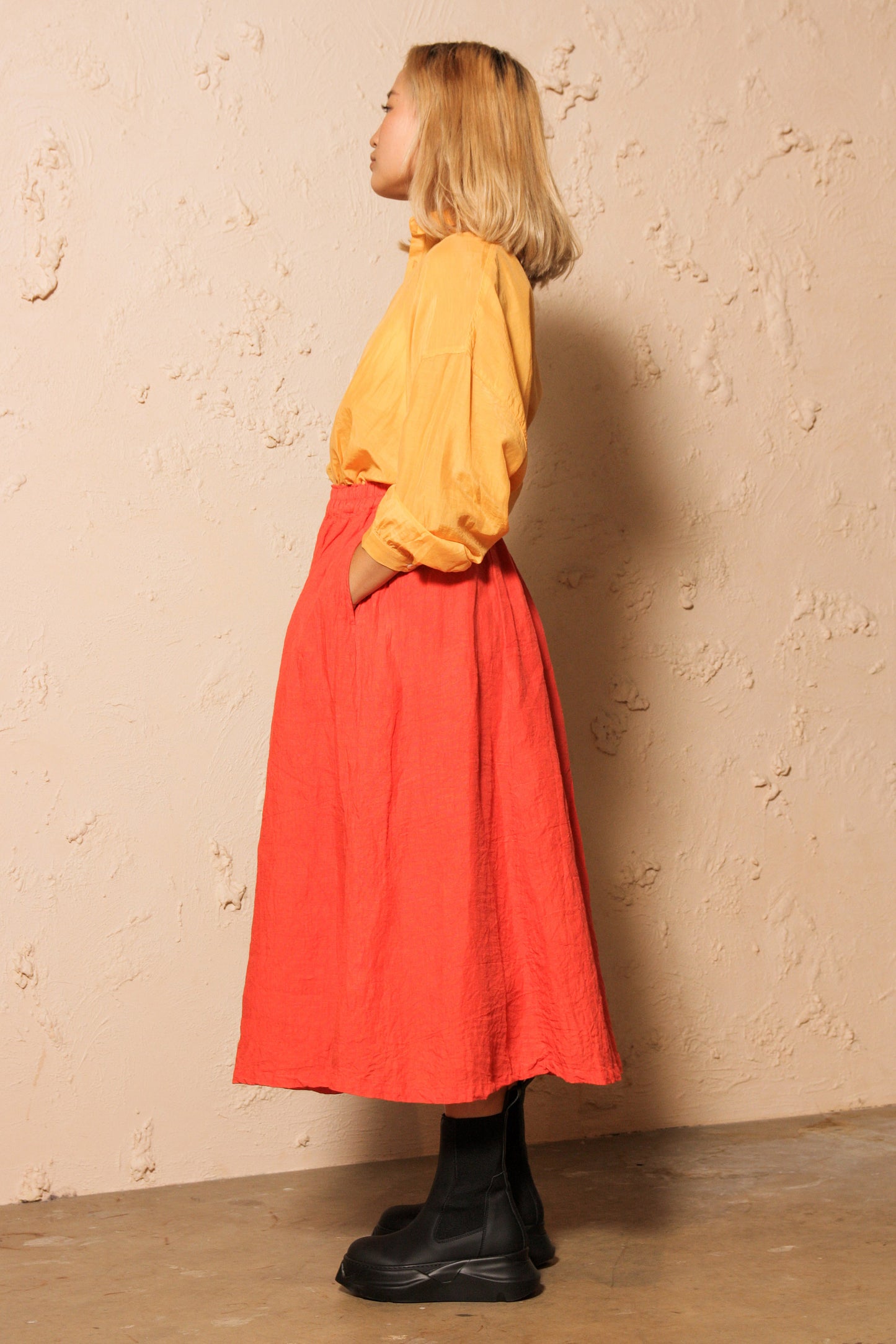 Red Linen Skirt
