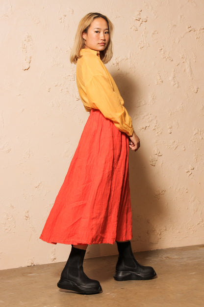 Red Linen Skirt