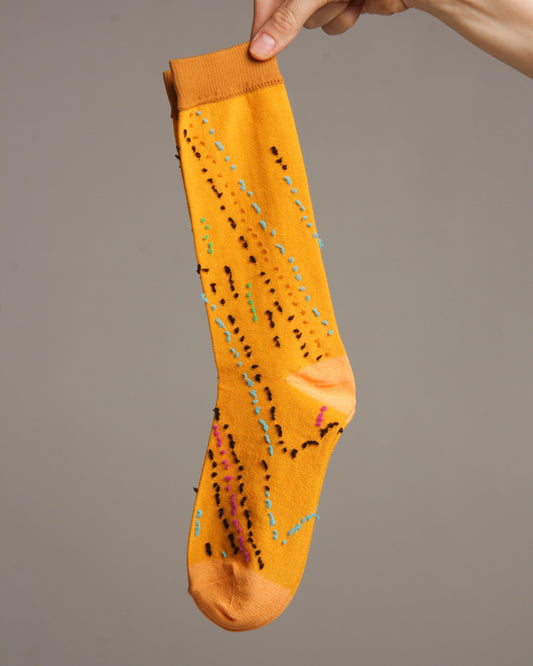 Orange Stitch Socks