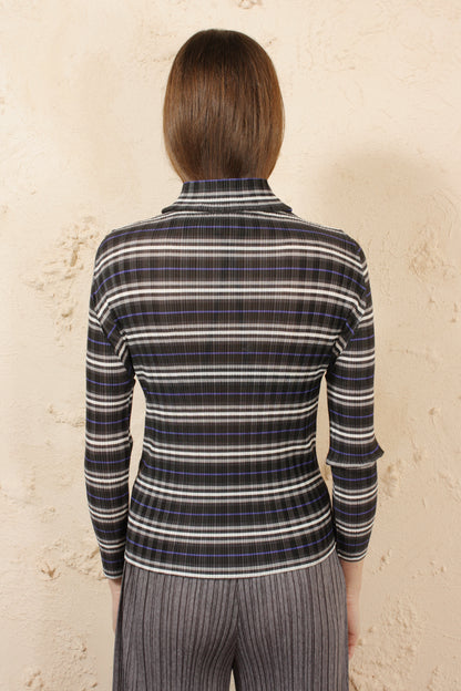 Striped Turtle Neck Top Grey