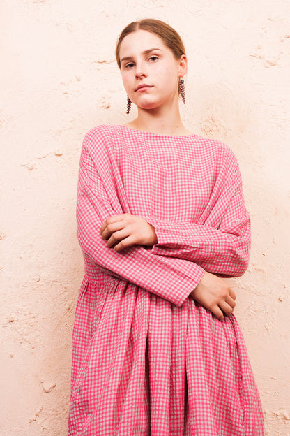 Pink Boil Washer Gingham Dress