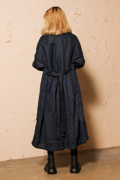 Linen Twill Indigo Robe