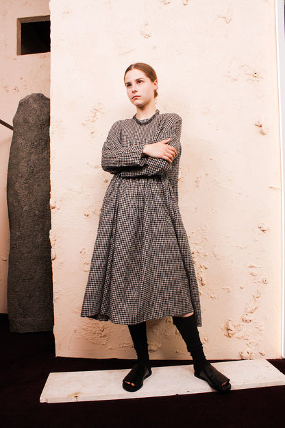 Black Boil Washer Gingham Dress