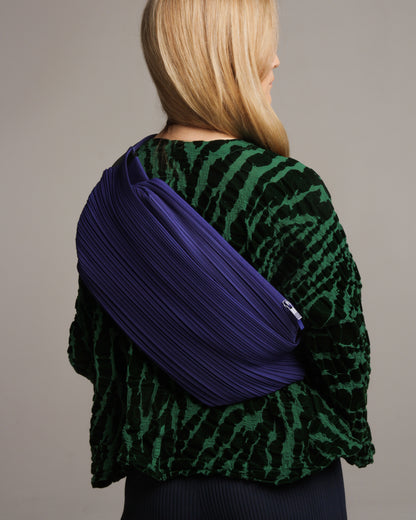 Blue Pleated Messenger Bag
