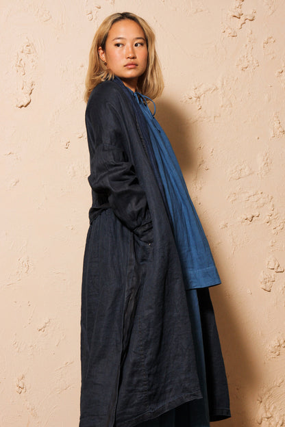 Linen Twill Indigo Robe