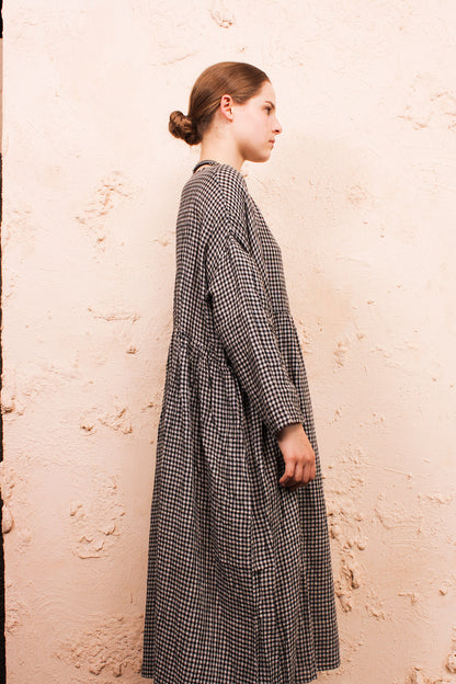 Black Boil Washer Gingham Dress