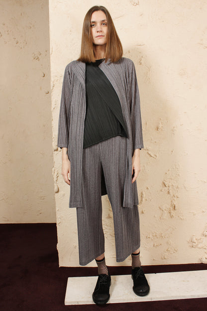 Long Cardigan with Tie Grey
