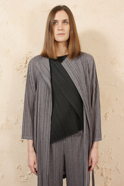 Long Cardigan with Tie Grey
