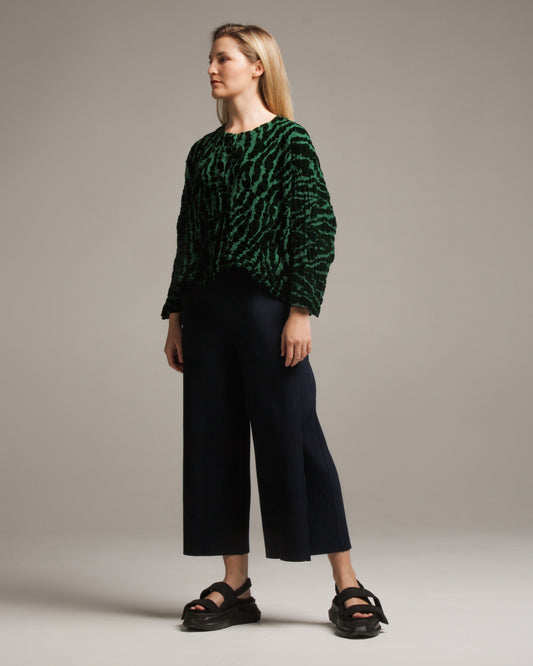 Green Animal Print Flocky Jacket