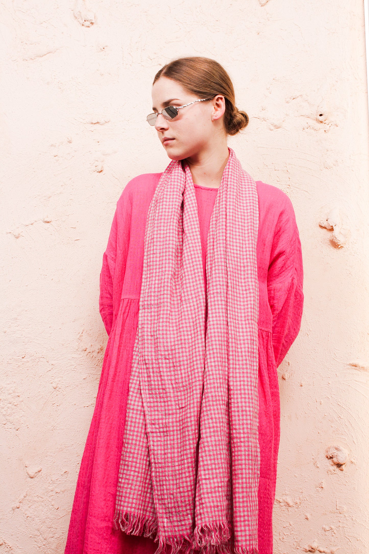 Pink Boil Washer Gingham Stole