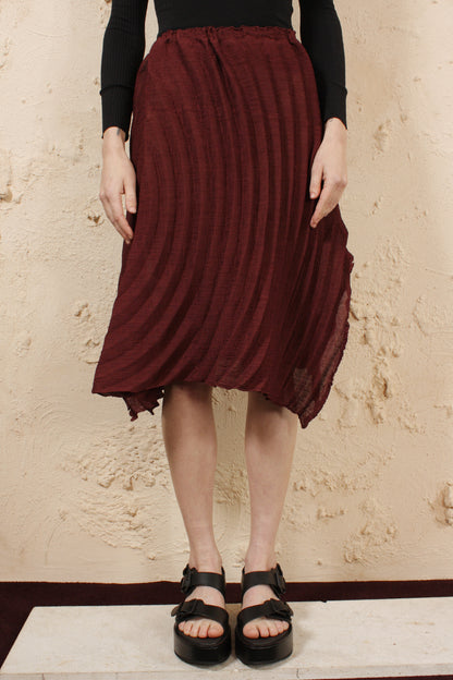 Swirl Crepe Skirt Burgundy