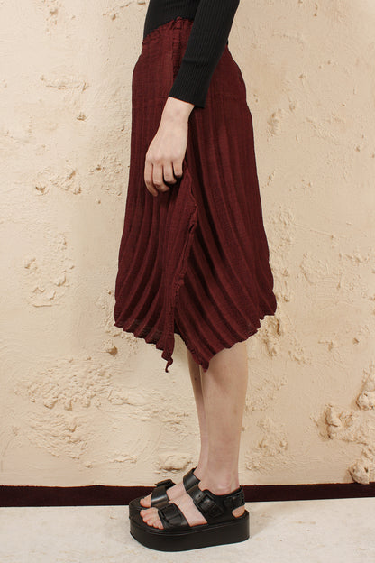 Swirl Crepe Skirt Burgundy