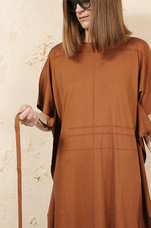 Relaxed Tie Dress Brown