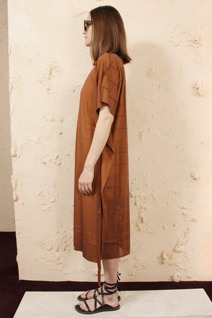 Relaxed Tie Dress Brown