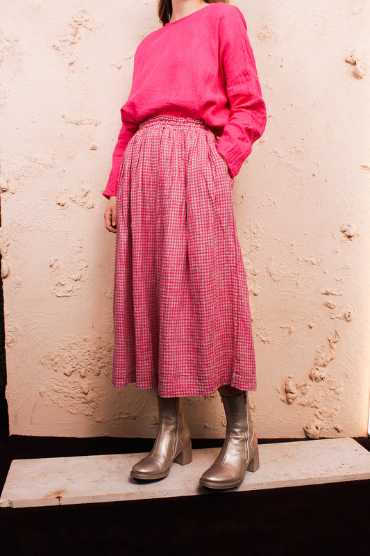 Pink Boil Washer Gingham Skirt