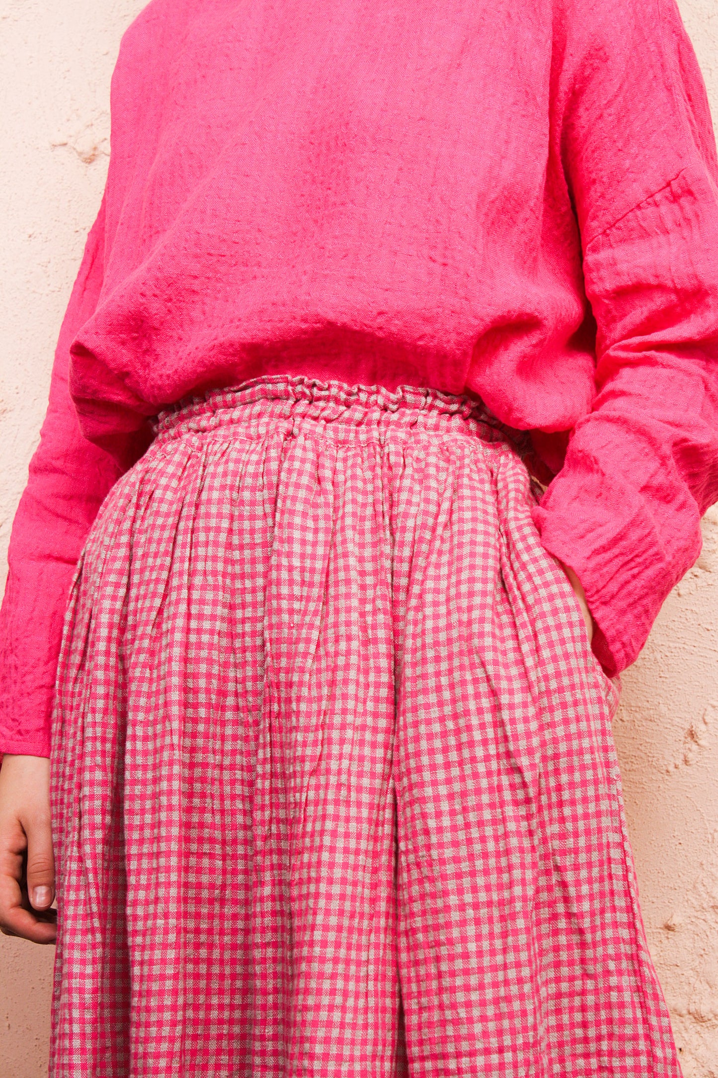 Pink Boil Washer Gingham Skirt
