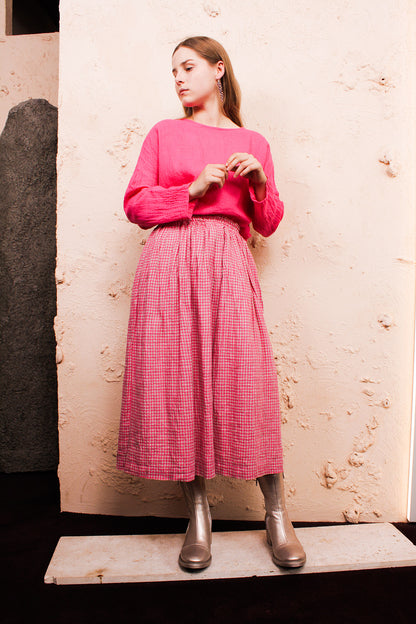 Pink Boil Washer Gingham Skirt