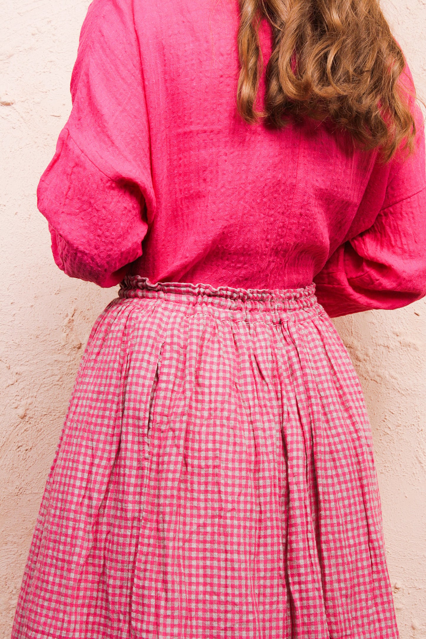 Pink Boil Washer Gingham Skirt