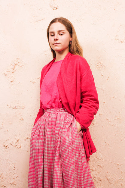 Pink Linen Cardigan