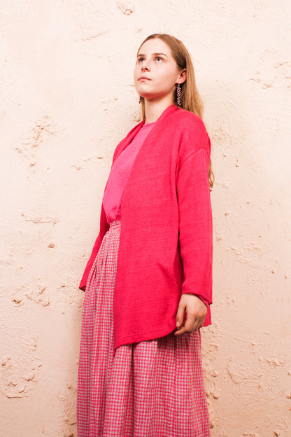 Pink Linen Cardigan