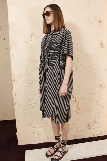 Stripe Dress with Tucks