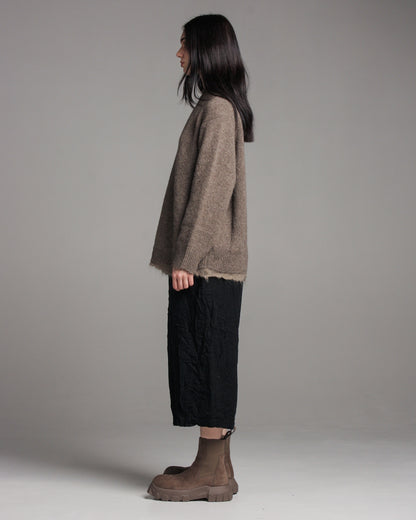 Black Crinkle Wide Leg Pants