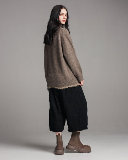 Black Crinkle Wide Leg Pants