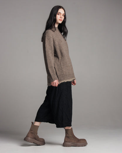 Black Crinkle Wide Leg Pants