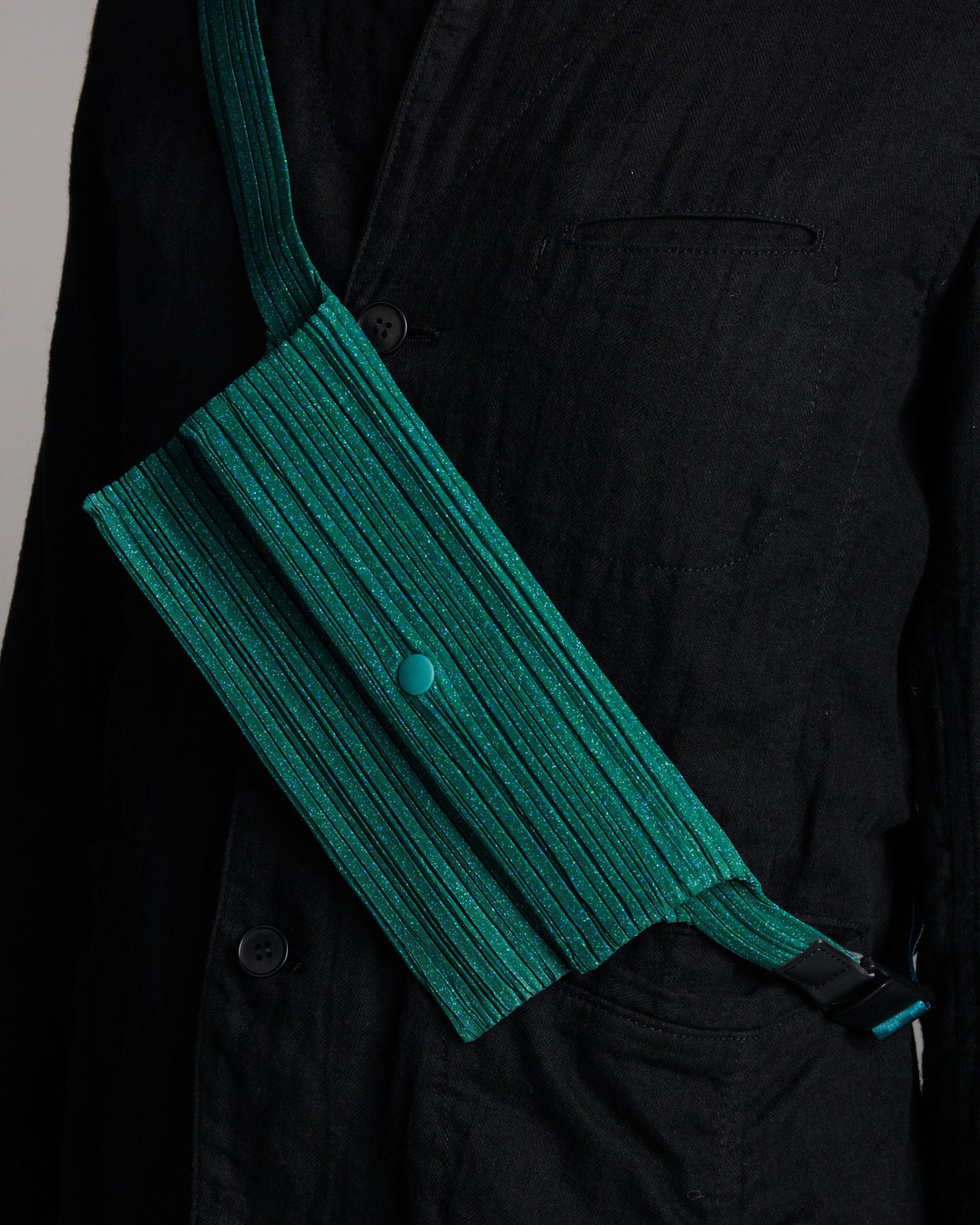 Green Pleated Crossbody Pouch