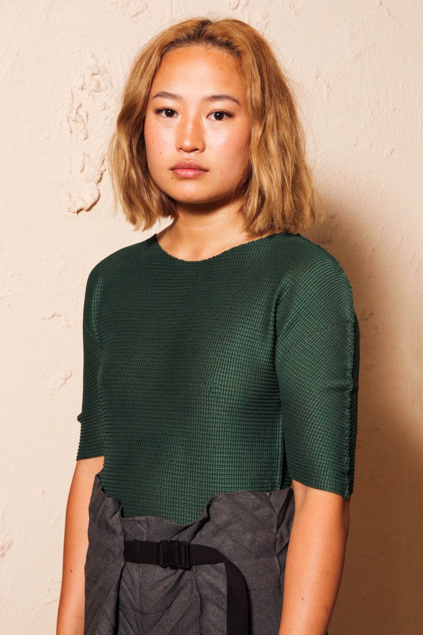 Soft Micropleated Top Green