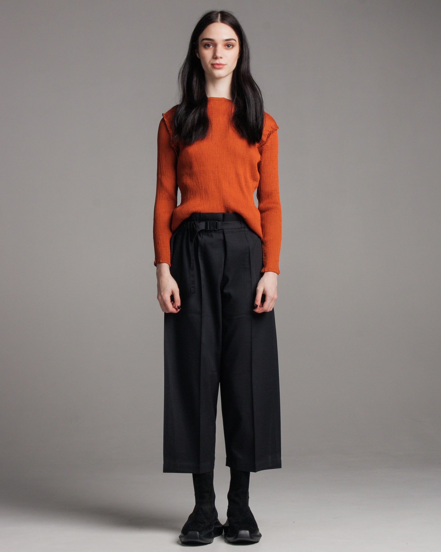 Brick Sheer Crepe Longsleeve Top