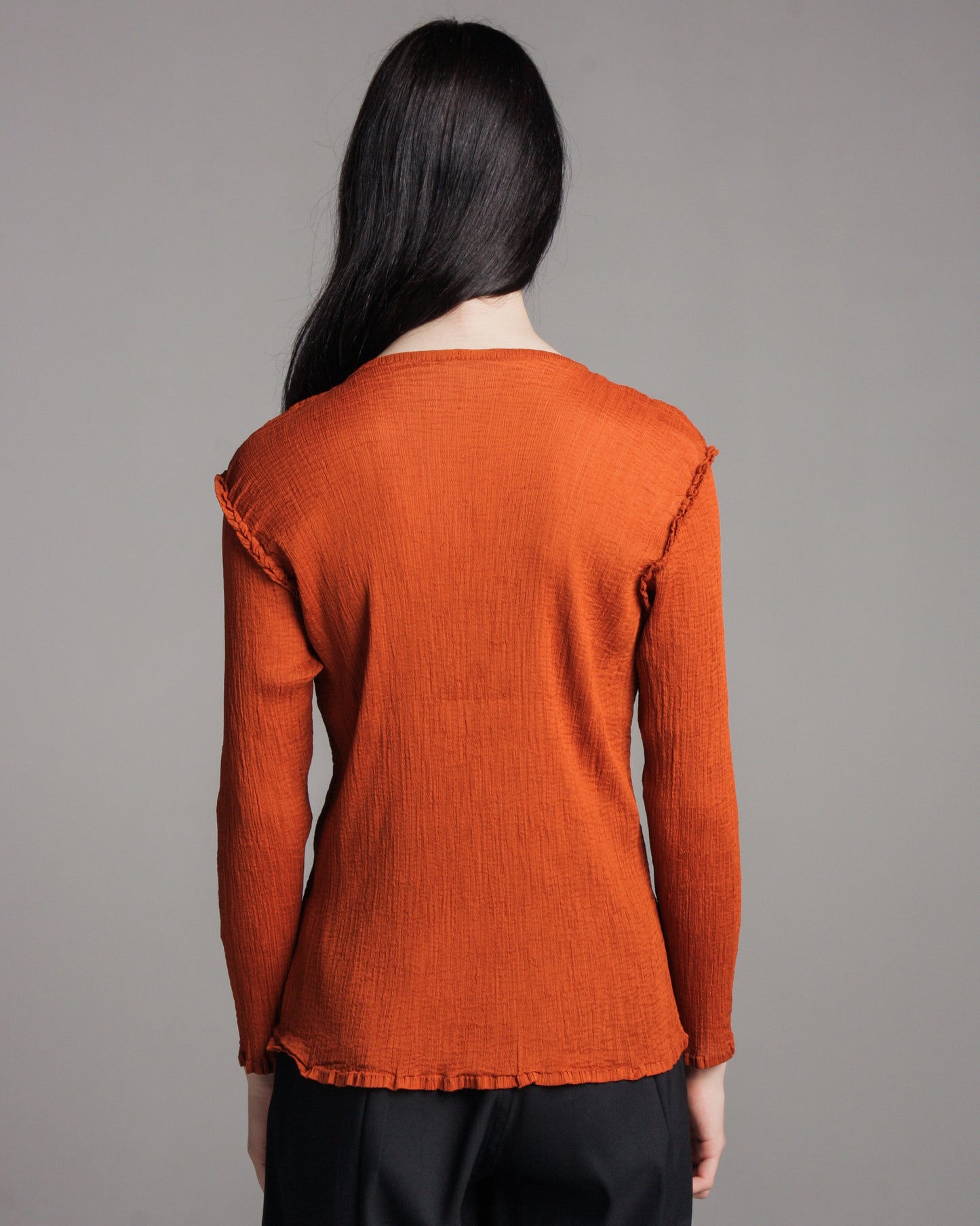 Brick Sheer Crepe Longsleeve Top