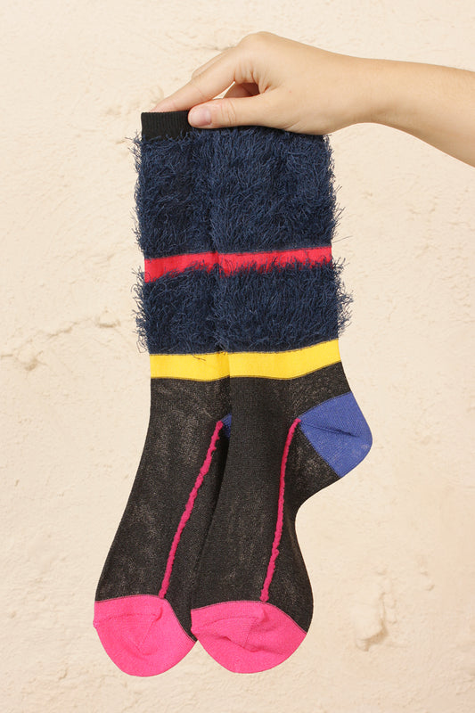 Boucle Socks Black Blue