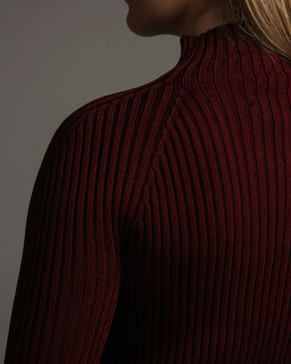 Kyra Bordeaux Ribbed Turtleneck