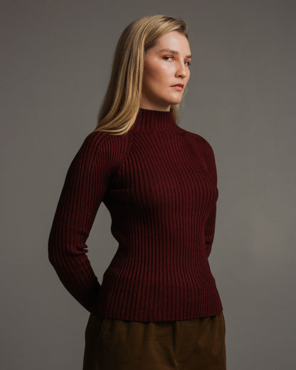Kyra Bordeaux Ribbed Turtleneck