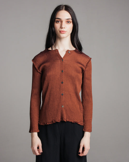 Brown Sheer Crepe Cardigan