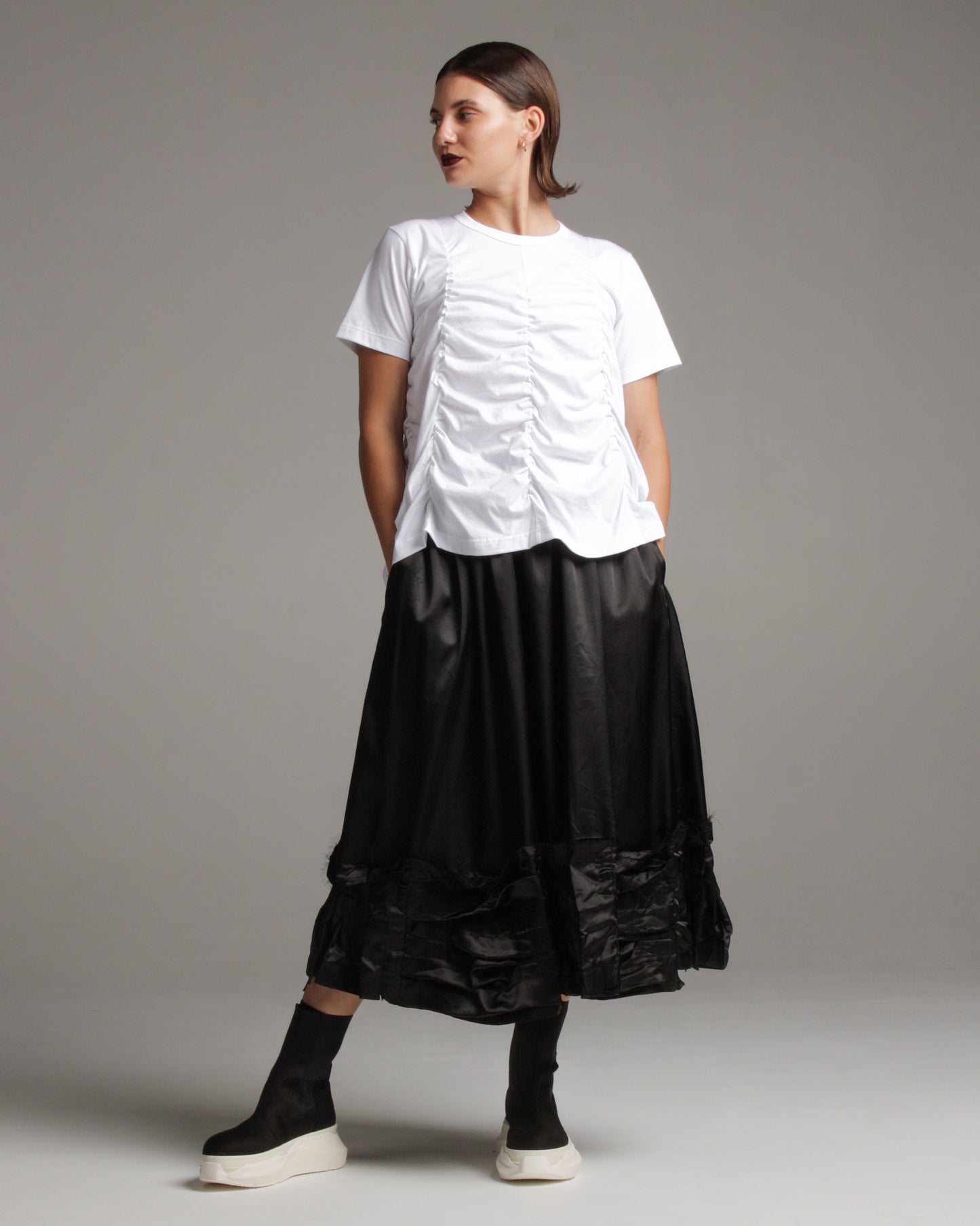 Ruched Cotton T Shirt