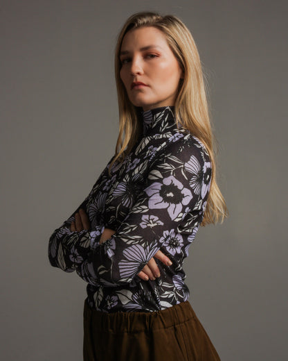 Taj Bouquet Jersey Turtleneck
