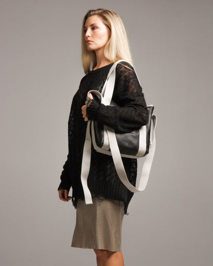 Black and Oyster Mini Trolley Bag