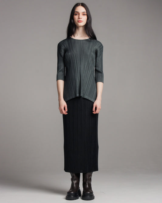 Green Mellow Pleats Top