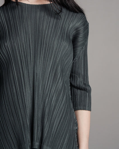 Green Mellow Pleats Top