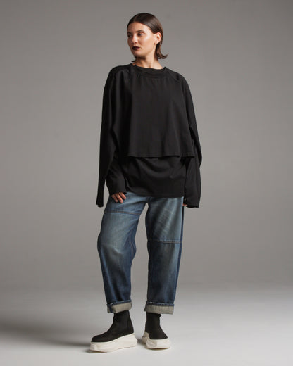 Long Sleeve Black Cotton Tee